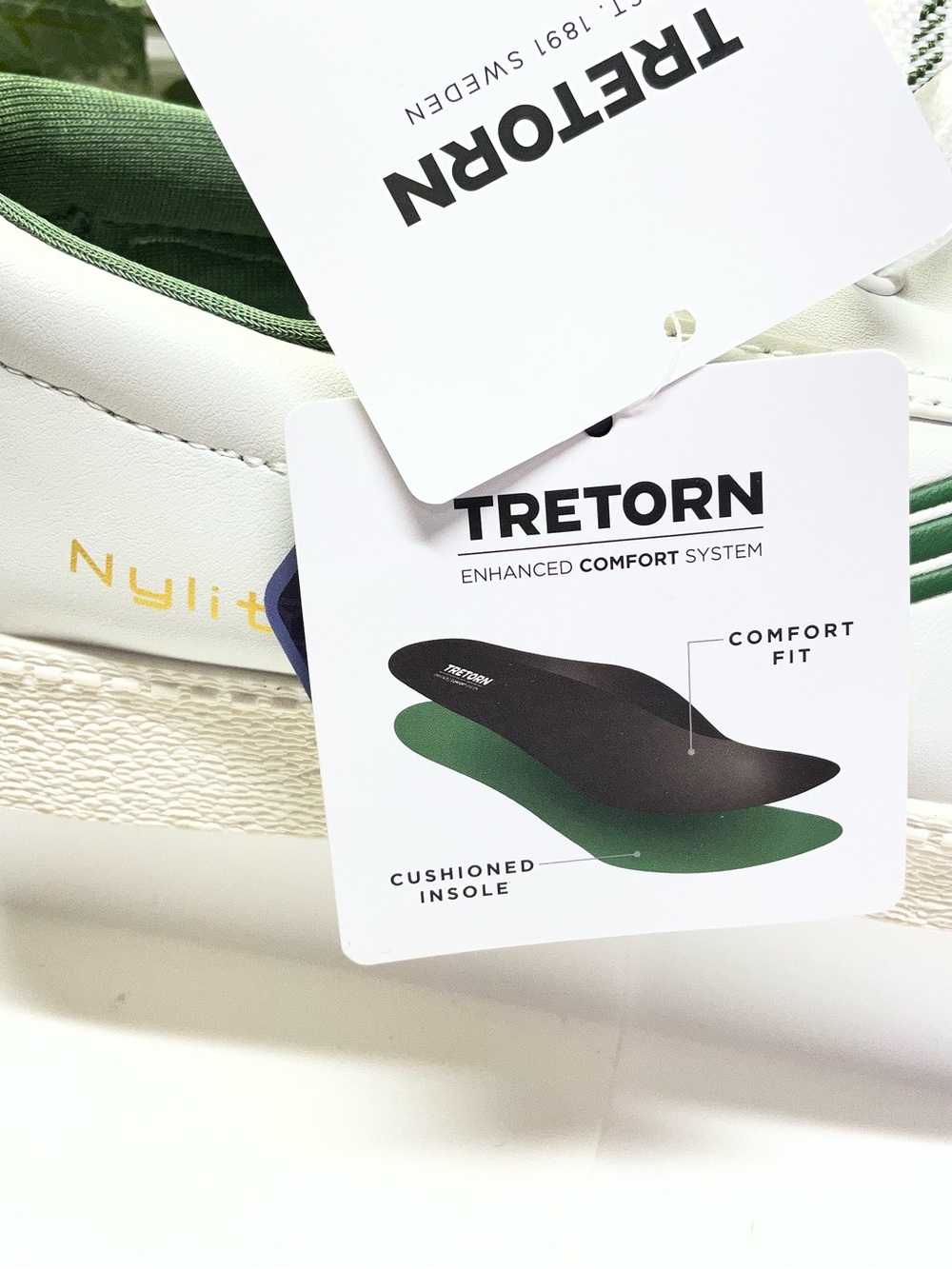 Tretorn White Low-Top Sneakers with Green Stripe Accent - Picture 5 of 9